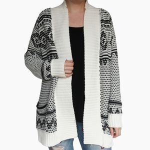 Chaser Cozy Alpine Knit Cardigan Black & White